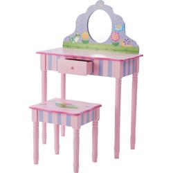 Speelgoedkaptafel| Houten kinderkaptafel met krukje & spiegel TD-13245A